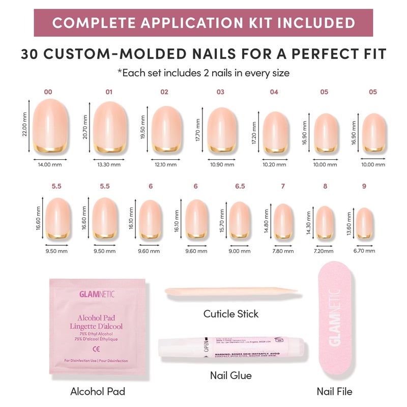 Glamnetic Press On Nails - Goal Digger | Glossy, Semi-Transparent, Short Round Nails, Salon Quality | 12 Sizes - 30 Nail Kit with Glue - Image 4