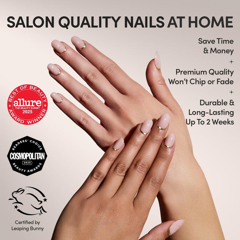Glamnetic Press On Nails - Goal Digger | Glossy, Semi-Transparent, Short Round Nails, Salon Quality | 12 Sizes - 30 Nail Kit with Glue - Image 2