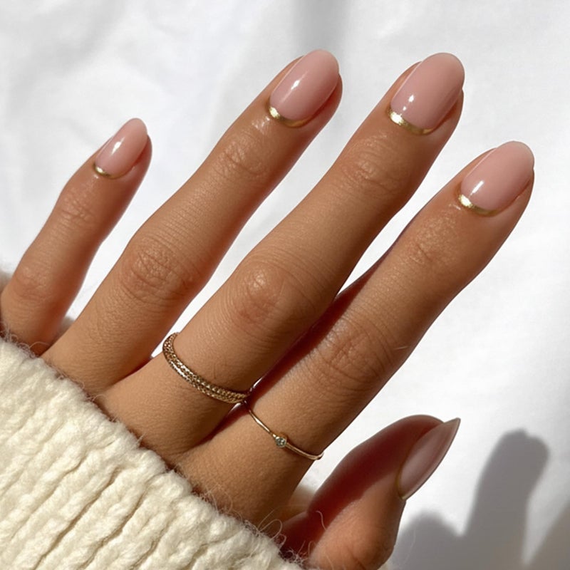 Glamnetic Press On Nails - Goal Digger | Glossy, Semi-Transparent, Short Round Nails, Salon Quality | 12 Sizes - 30 Nail Kit with Glue - Image 1