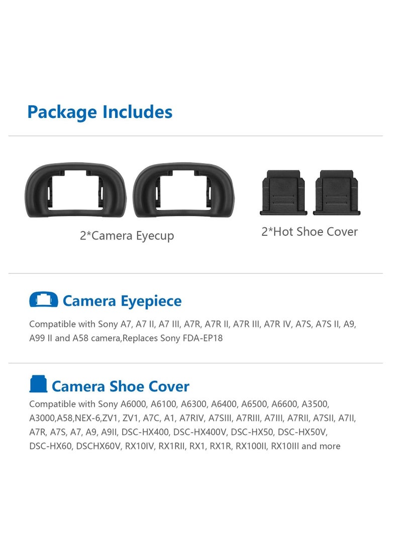 KASTWAVE - Camera Eyepiece Eyecup Hot Shoe Cover for Sony A7III A7II A9 A7S A99II A58 A7 A7R IV A7RIII A7SII, Camera Accessories (4Pcs) - Image 1