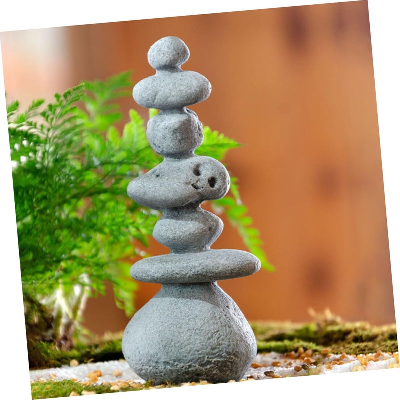 تماثيل صخرية من الحجر المكدس ديكور حديقة زن 3 قطع مجموعة للمناظر الطبيعية الخارجية لحوض السمك - Image 3