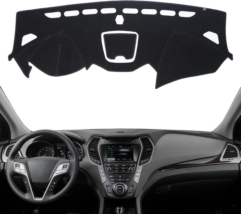 KEYOOG Flannel Dashboard Cover Nonslip Car Dash Board Mat Fit for 2013-2018 Hyundai Santa Fe Sunshade No-Glare Non-Slip Pad Carpet Sunshield Protector - Image 1