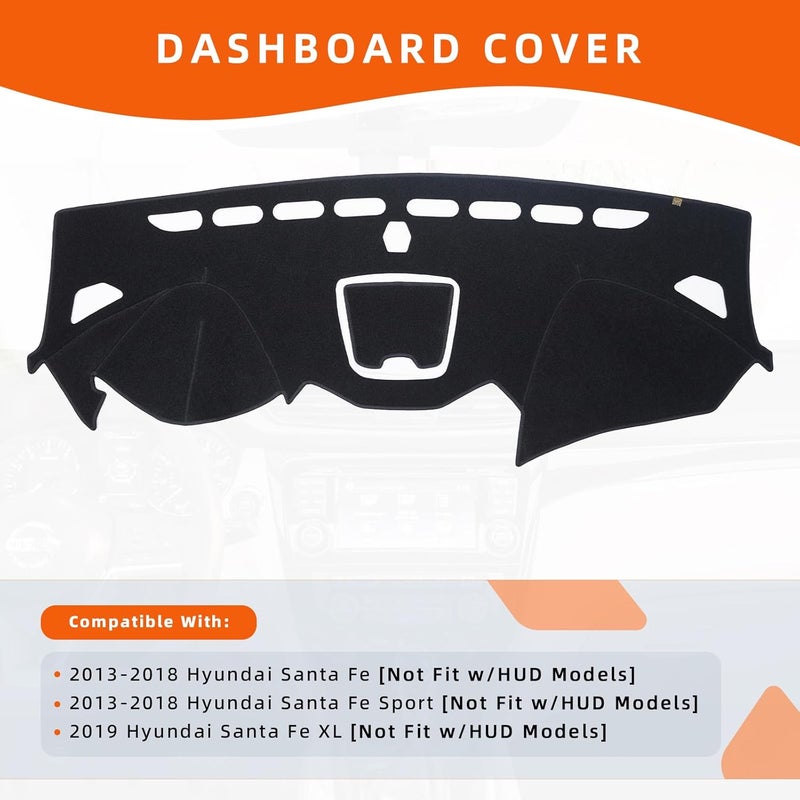 KEYOOG Flannel Dashboard Cover Nonslip Car Dash Board Mat Fit for 2013-2018 Hyundai Santa Fe Sunshade No-Glare Non-Slip Pad Carpet Sunshield Protector - Image 2