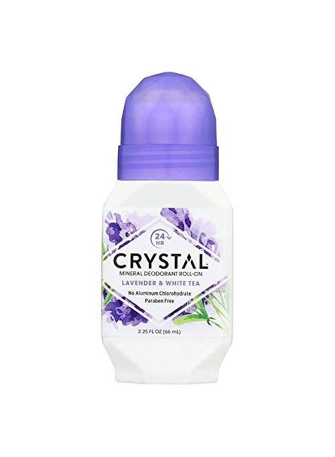 CRYSTAL Deodorant Crystal Mineral Deodorant Roll-On, Lavender & White Tea 2.25 oz (Pack of 4)