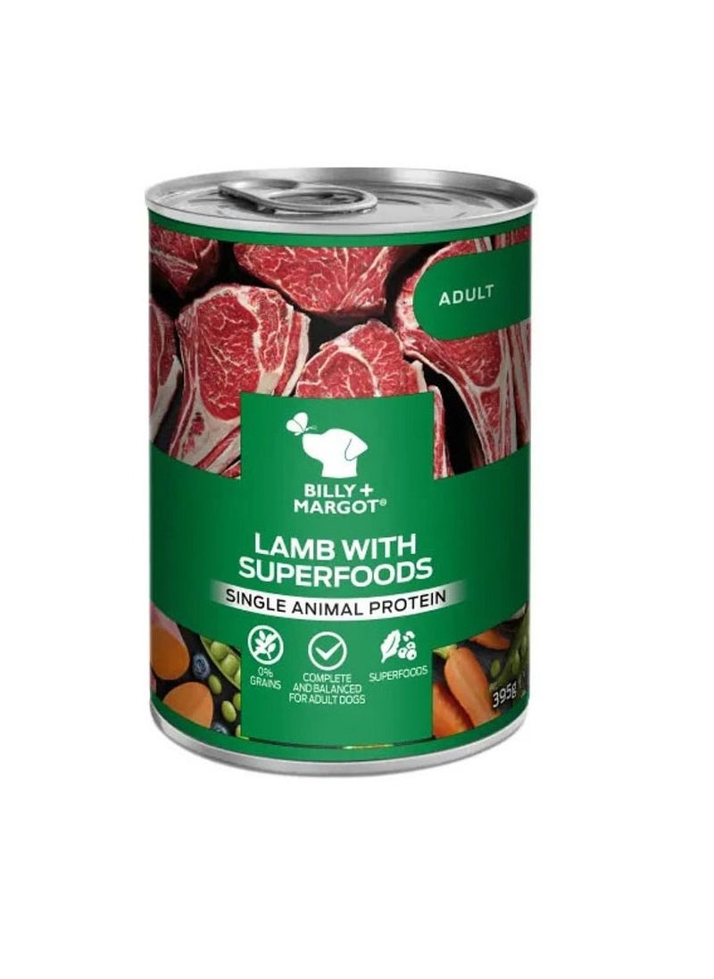 Billy & Margot Billy & Margot Adult Dog Lamb with Superfoods Wet Food Can 395G  - Image 1