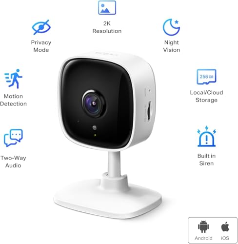 tapo كاميرا TP-Link Tapo 2K للأمان لمراقبة الأطفال، كاميرا للكلاب مع كشف الحركة، صوت ثنائي الاتجاه، رؤية ليلية، تخزين سحابي وبطاقة SD (حتى 256 جيجابايت)، تعمل مع Alexa وGoogle Home، عبوة من 2 (Tapo C110P2) - Image 2