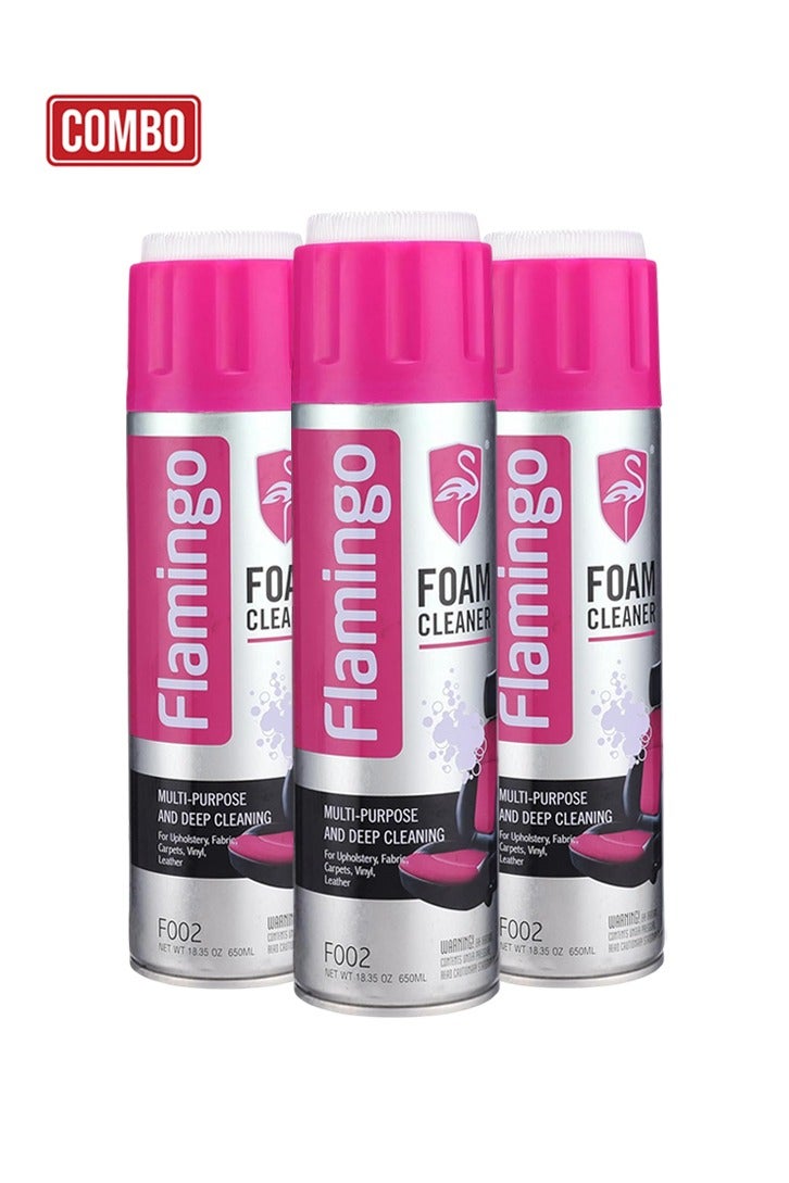 منظف رغوي متعدد الأغراض من 3 قطع سعة 650 مل لتنظيف الأسطح الداخلية للسيارة والمفروشات والأقمشة والجلود والفينيل والسجاد والتنظيف المنزلي F002 - Image 1