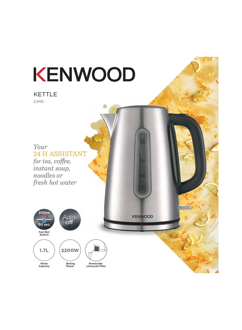 KENWOOD Stainless Steel Cordless Electric Kettle With Auto Shut-Off And Removable Mesh Filter Silver/Black 1.7 L 2200 W ZJM10.000SS Black - Image 2