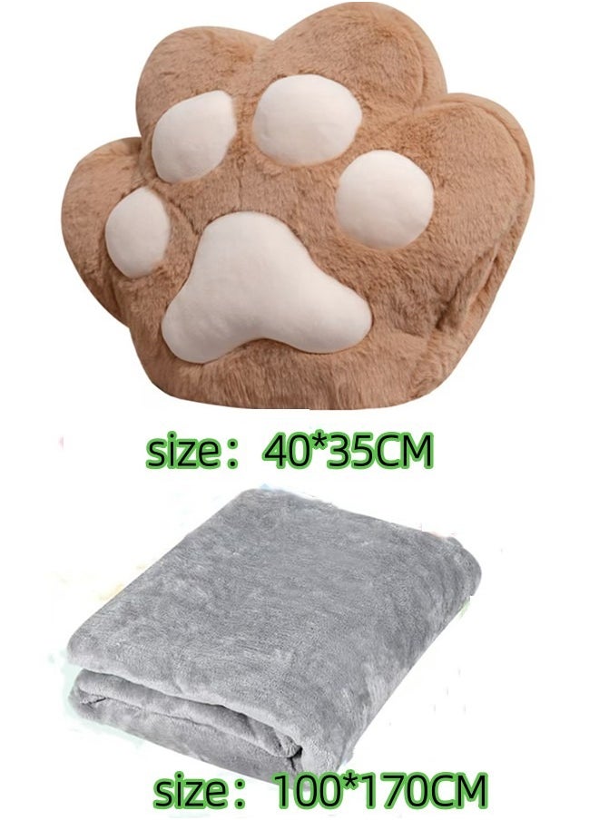 JCB CHIC - Blanket nap Cat paw throw pillow dual-use office good hand warmer pillow Car air conditioner 2-in-1 pillow（Cat paw pillow 40 x35CM+Blanket100 x170cm) - Image 1