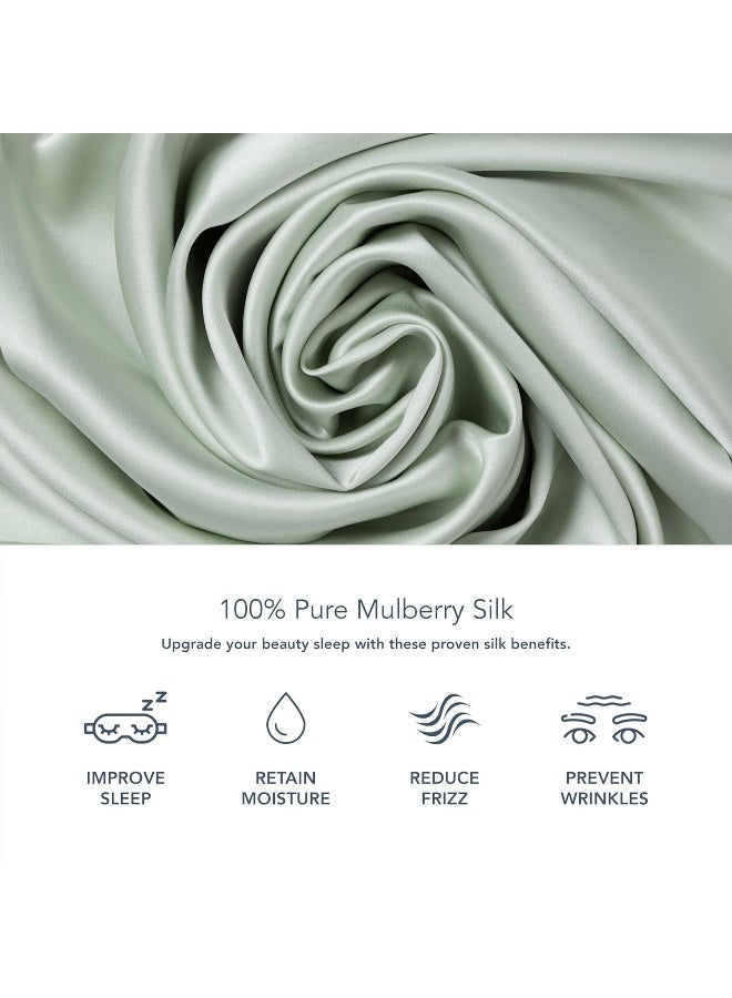 Fishers Finery 25mm 100% Pure Mulberry Silk Pillowcase (Light Green Queen) - Image 1