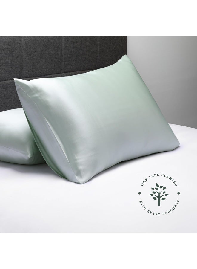 Fishers Finery 25mm 100% Pure Mulberry Silk Pillowcase (Light Green Queen) - Image 2