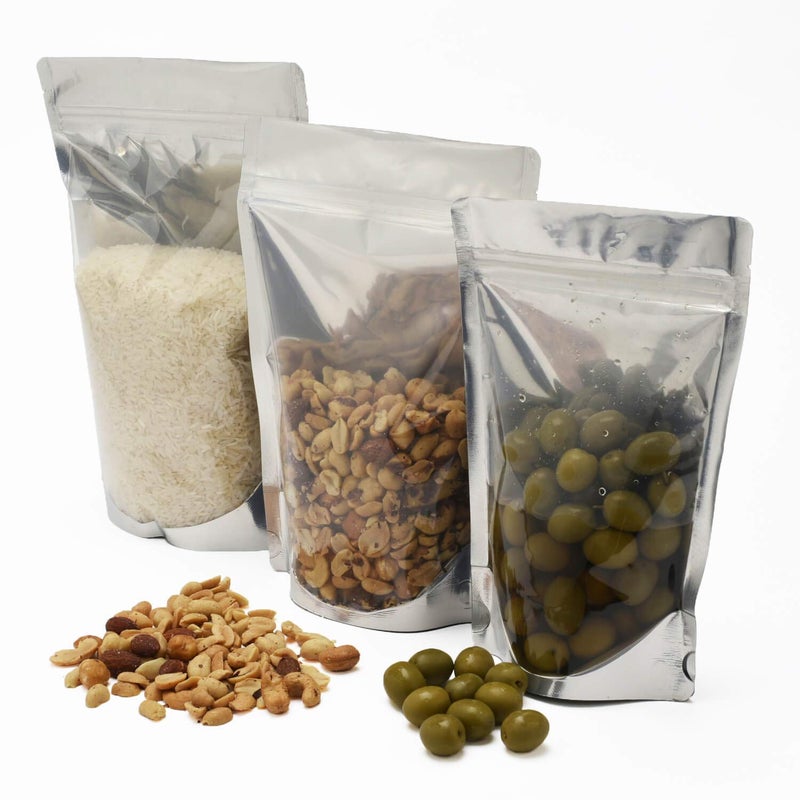 SIDDHI siddhi Silver Standup Zipper Pouch with One Side Clear Size 5x 7Spices Dry Fruits Packing and All Product 1 KG - Image 5