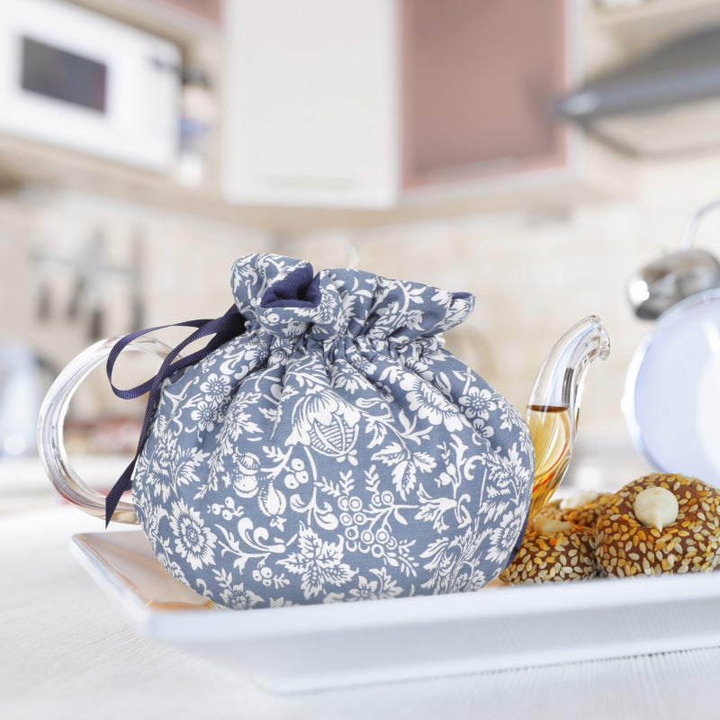 Teapot Cozy Cover To Keep Warm Anti-Scald Washed Fabric Drawstring Sleeve For Kitchen 1Pack - Image 4