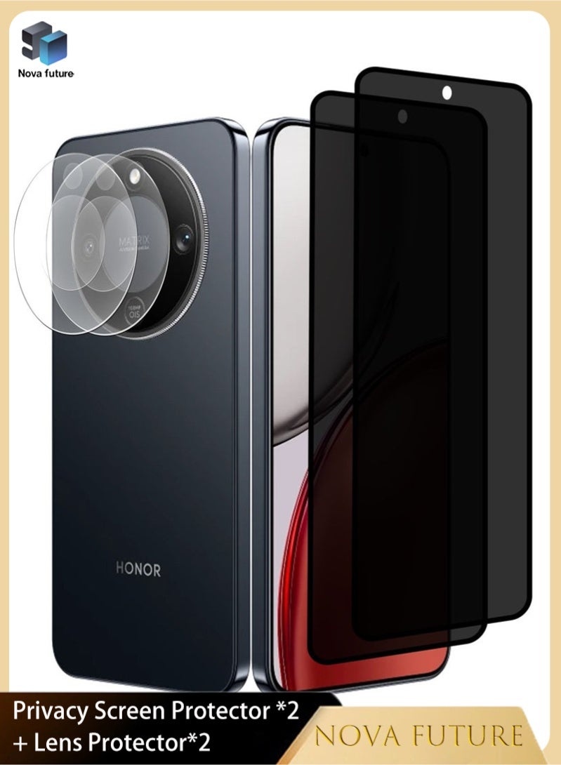 Nova future 4-Pack Honor X9d 5G HD Full Privacy Anti-Peeping Screen Protector, Anti-Peeping Tempered Glass Screen Protector with Camera Lens Protector Compatible with Honor X9d 5G - Image 1