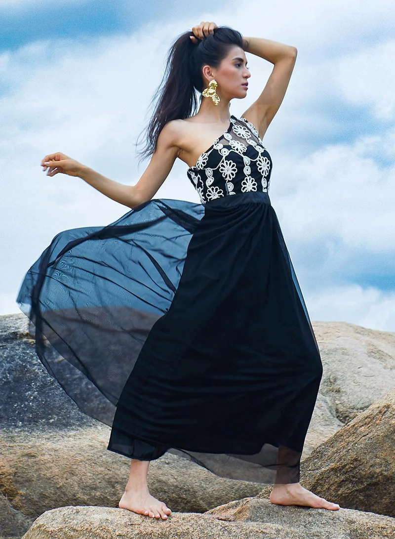 Pinacolada  Women's Midnight Black Blossom Maxi Dress for Women | Best Price UAE