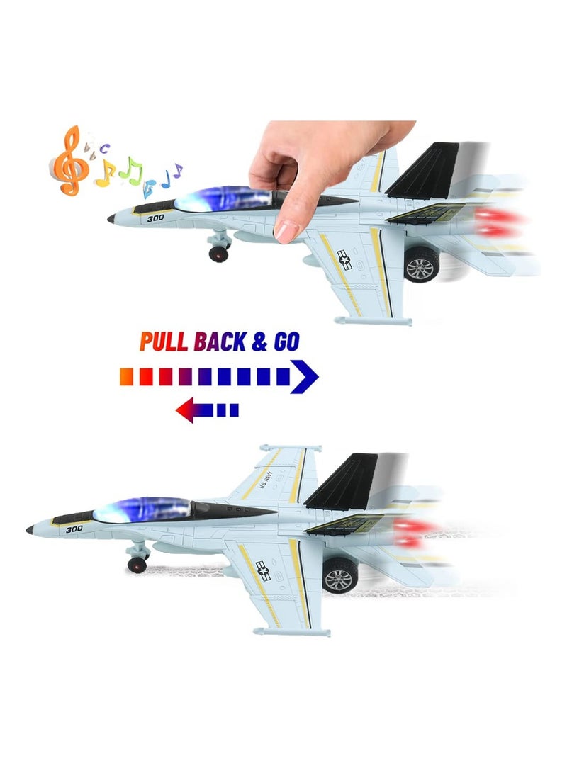 2 Pack Airplane Toy for Boys Diecast Toys Kids SU35 F18 Model Plane Pull Back Jets with Light Sound Gifts Collection Decor