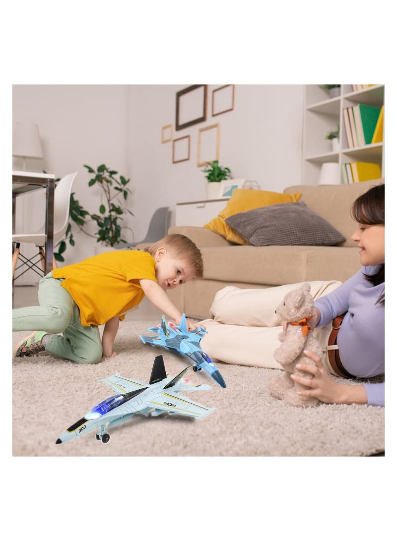 2 Pack Airplane Toy for Boys Diecast Toys Kids SU35 F18 Model Plane Pull Back Jets with Light Sound Gifts Collection Decor