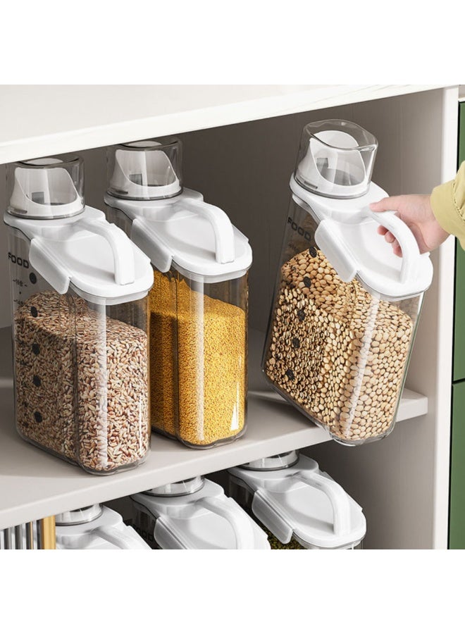 تويسو مجموعة صناديق تخزين بلاستيكية شفافة مكونة من 3 قطع (1250 مل، 1500 مل، 2500 مل) بأغطية بيضاء حاويات محكمة الغلق محمولة للمطبخ، وتخزين الأطعمة الجافة، وأطعمة الحيوانات الأليفة والكلاب، منظم بلاستيكي متين متعدد الوظائف - Image 5
