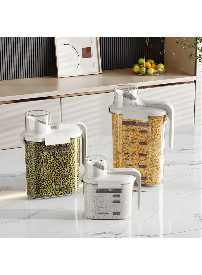 تويسو مجموعة صناديق تخزين بلاستيكية شفافة مكونة من 3 قطع (1250 مل، 1500 مل، 2500 مل) بأغطية بيضاء حاويات محكمة الغلق محمولة للمطبخ، وتخزين الأطعمة الجافة، وأطعمة الحيوانات الأليفة والكلاب، منظم بلاستيكي متين متعدد الوظائف - Image 3