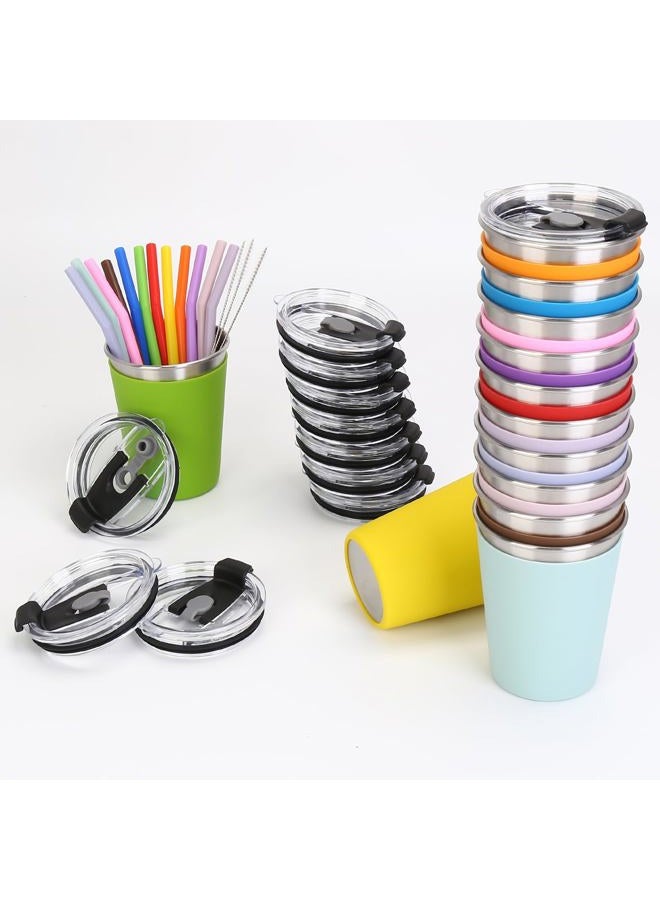 ShineMe Toddler Cups with Straws Spill Proof, 12pack Kids Sippy Cups With Silicone Straws, Lids and Colorful Removable Sleeves, 12oz Reusable Stainless Steel Tumblers for Indoor/Outdoor - Image 3