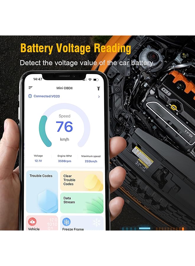 KASTWAVE Bluetooth 4.0 Obd2 Scanner, Wireless Auto Diagnostic Scan Tool Obd2 Scanner App For Car Auto Connect To Phone, Clear/Reset Vehicle Engine Error Code Reader Diagnostic Tool For Ios/Android - Image 4