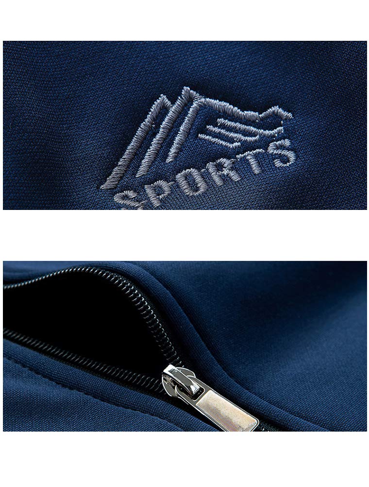 PASOK Men's Casual Tracksuit Long Sleeve Full Zip Running Jogging Sweatsuit Athletic Sports Set Blue M - Image 4