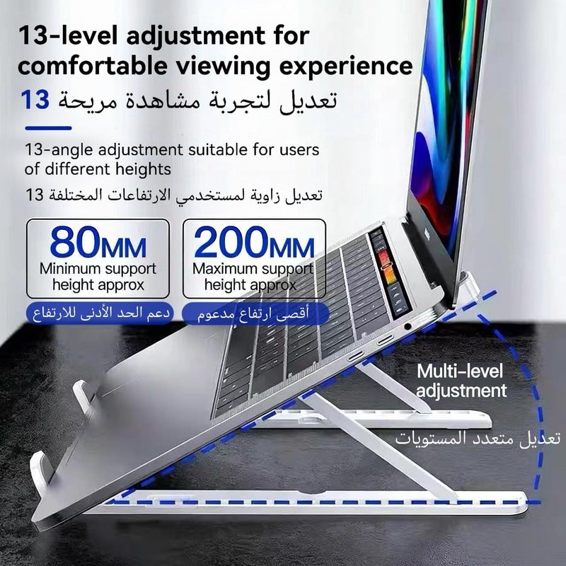 حامل لابتوب محمول 2 في 1 مع حامل هاتف، حامل قابل للطي قابل للتعديل لأجهزة اللابتوب 11-17" - Image 3