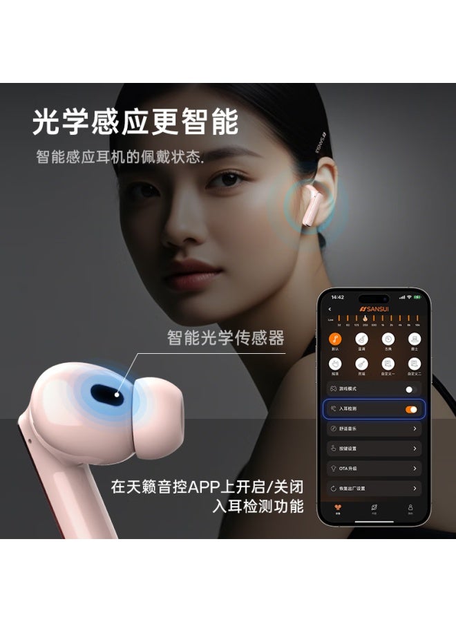 Sansui W28 [six-brand Mixed Feed] Anc Active Noise Cancelling Bluetooth Earphones True Wireless In-ear Deep Noise Reduction For Sports Running Compatible With Xiaomi, Huawei, Apple Cloud Rock White
