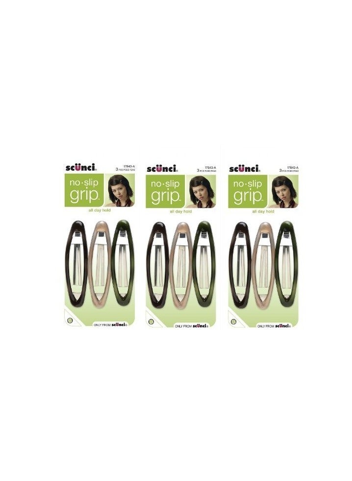 Scunci No-slip Grip Oval unisex Snap Clips, 8cm, 9-Count