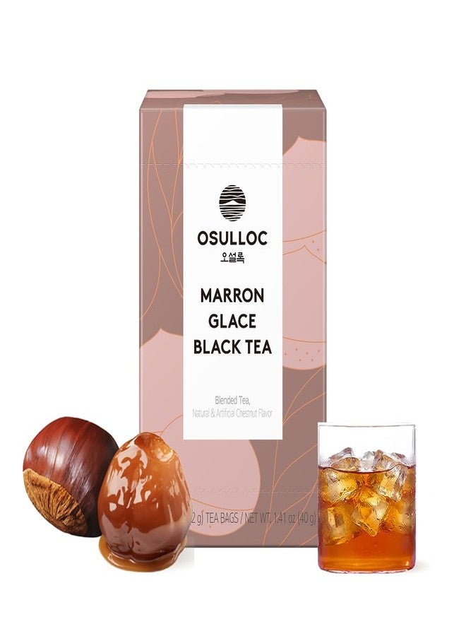 Osulloc شاي أوسوللوك مارون جلاسيه الأسود، بنكهة الكستناء المحمص، شاي أسود حلو وأنيق، أكياس شاي مثلج، أكياس شاي فاخرة من جزيرة جيجو، 20 كيس، 1.41 أونصة - Image 1
