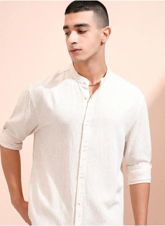 هاي لاندر Textured Relaxed Fit Collared Shirt