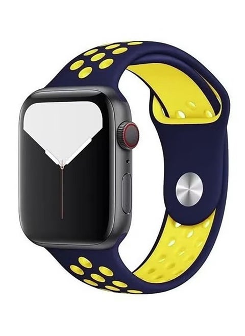 Sporty Band For Apple Watch Soft Silicone Replacement Strap Band For Apple Watch Series 1/2/3/4/5/6/7/Se Sizes 38mm/40mm/41mm (Blue & Lemon M/L