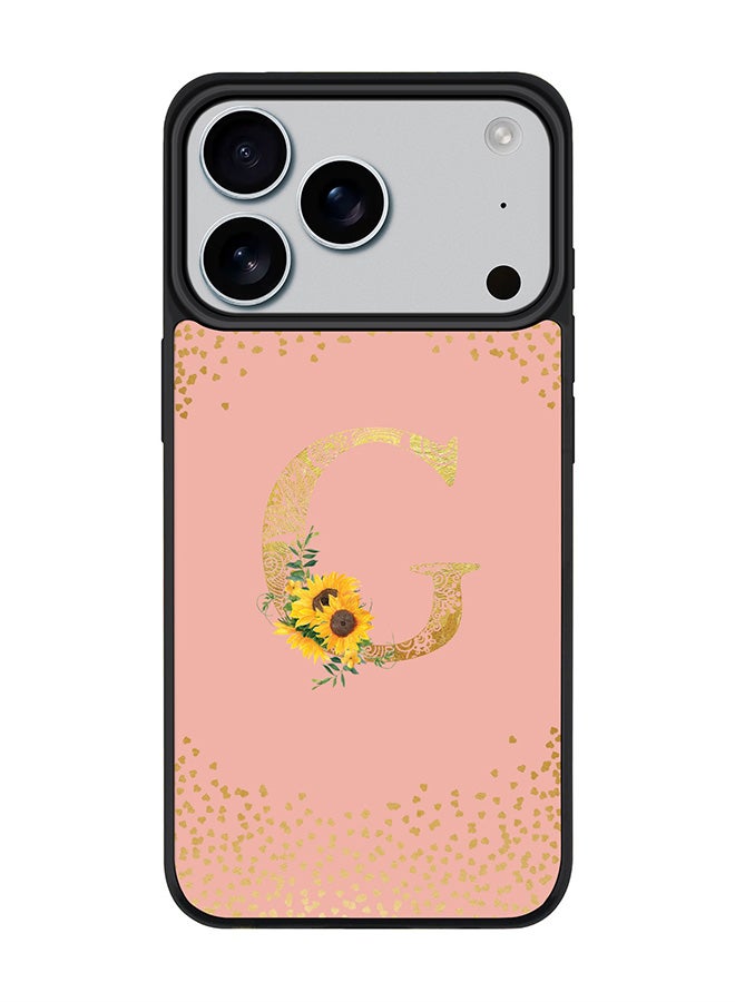 Stylizedd iPhone 17 Pro Case, [Compatible with MagSafe] Slim Magnetic cover Phone Case iPhone 17 Pro -Custom Floral Monogram - G  (Rose Pink ) - Image 1