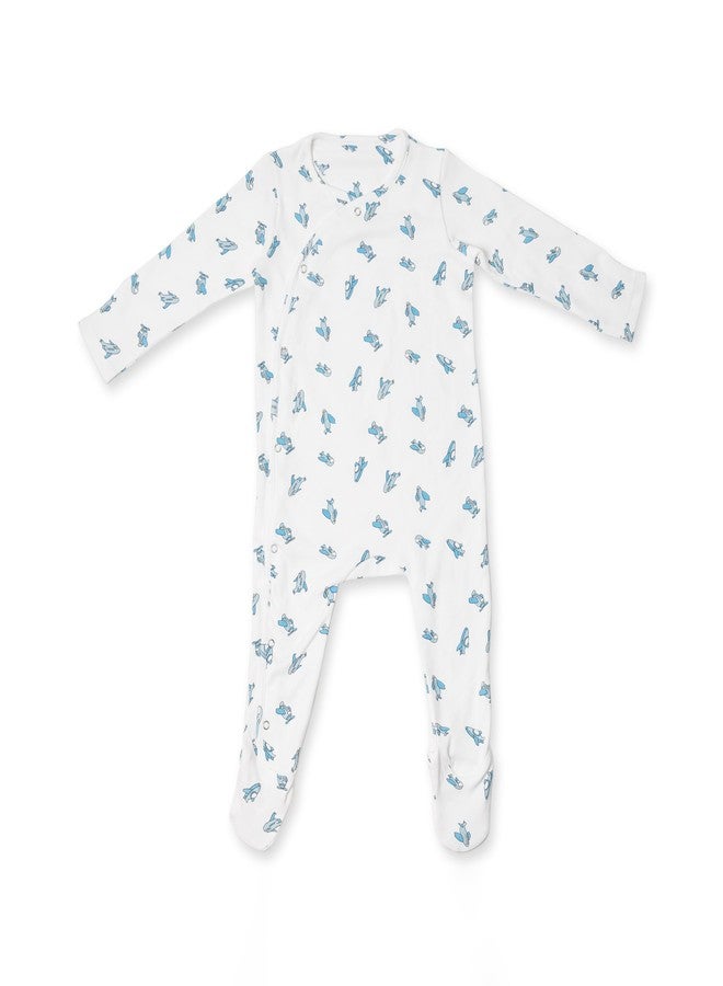 FawnFeel Premium Cotton Full lSeeve Sleepsuit/Romper for boys/Girls New Born Baby - All Over Print (Aeroplane Print, 6-9 MONTH) - Image 1