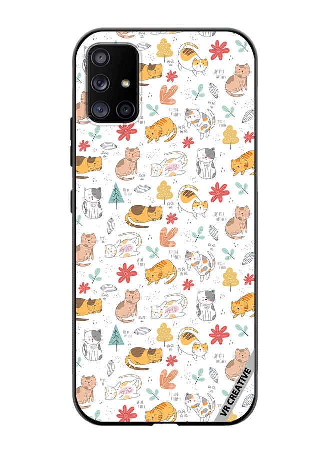 VR CREATIVE Protective Case Cover For Samsung Galaxy A51 5G Chilling Cat Pattern Design Multicolour - Image 1