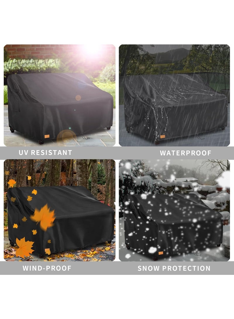 Outdoor 2-Seater Loveseat Cover,Waterproof Heavy Duty Patio Furniture Covers,58W x 33D x 31H Inches Outdoor Couch Cover,Patio Sofa Covers for Outdoor Furniture Waterproof,Black - Image 2