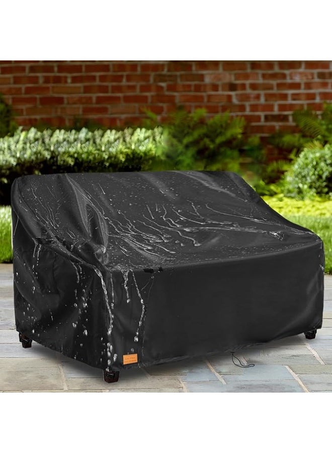 Outdoor 2-Seater Loveseat Cover,Waterproof Heavy Duty Patio Furniture Covers,58W x 33D x 31H Inches Outdoor Couch Cover,Patio Sofa Covers for Outdoor Furniture Waterproof,Black - Image 3