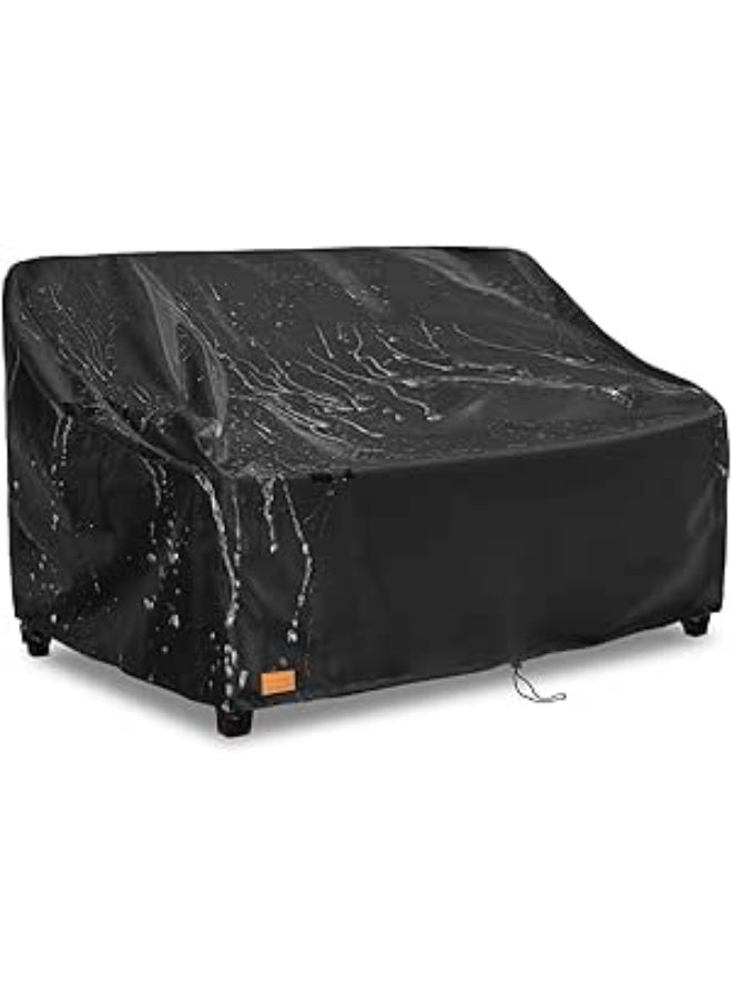 Outdoor 2-Seater Loveseat Cover,Waterproof Heavy Duty Patio Furniture Covers,58W x 33D x 31H Inches Outdoor Couch Cover,Patio Sofa Covers for Outdoor Furniture Waterproof,Black - Image 1