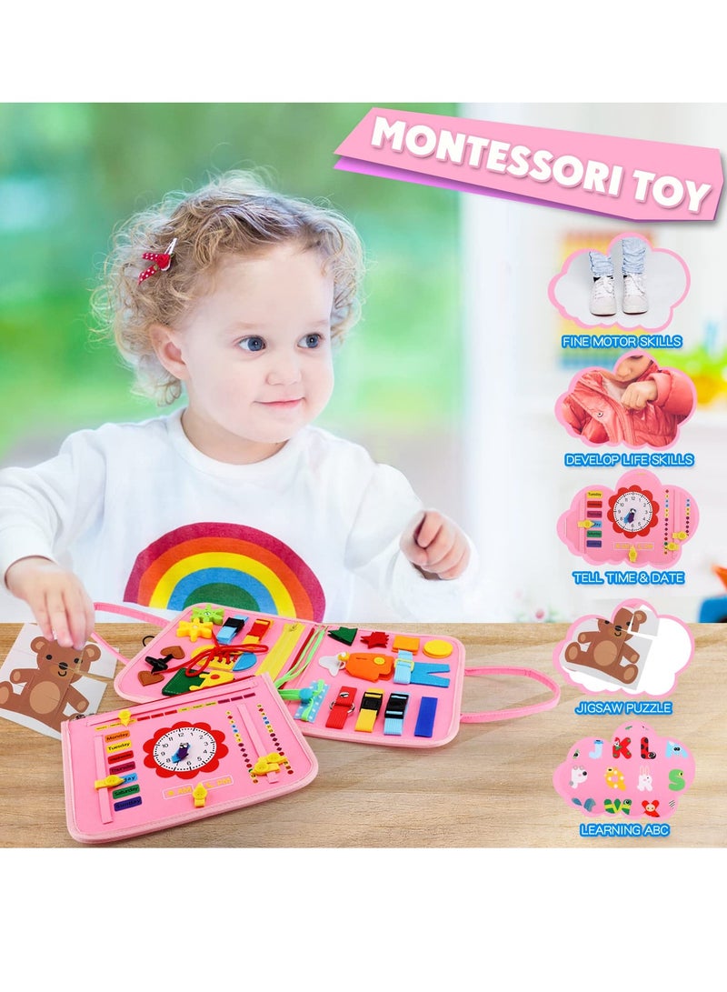 Daytoyz Busy Board Montessori Toy for 1 2 3 4 Year-Old Toddlers - Educational Activity Developing Sensory Board for Basic Dress Fine Motor Skills - Travel Toys for Plane Car, Gift for Boys Girls  - Image 4