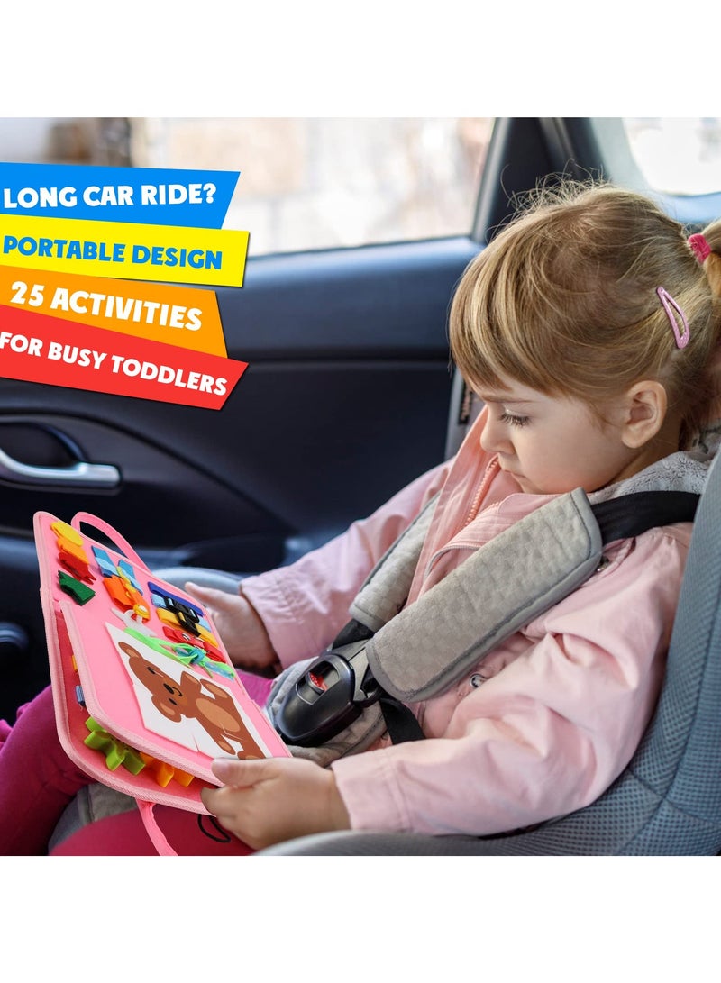 Daytoyz Busy Board Montessori Toy for 1 2 3 4 Year-Old Toddlers - Educational Activity Developing Sensory Board for Basic Dress Fine Motor Skills - Travel Toys for Plane Car, Gift for Boys Girls  - Image 5