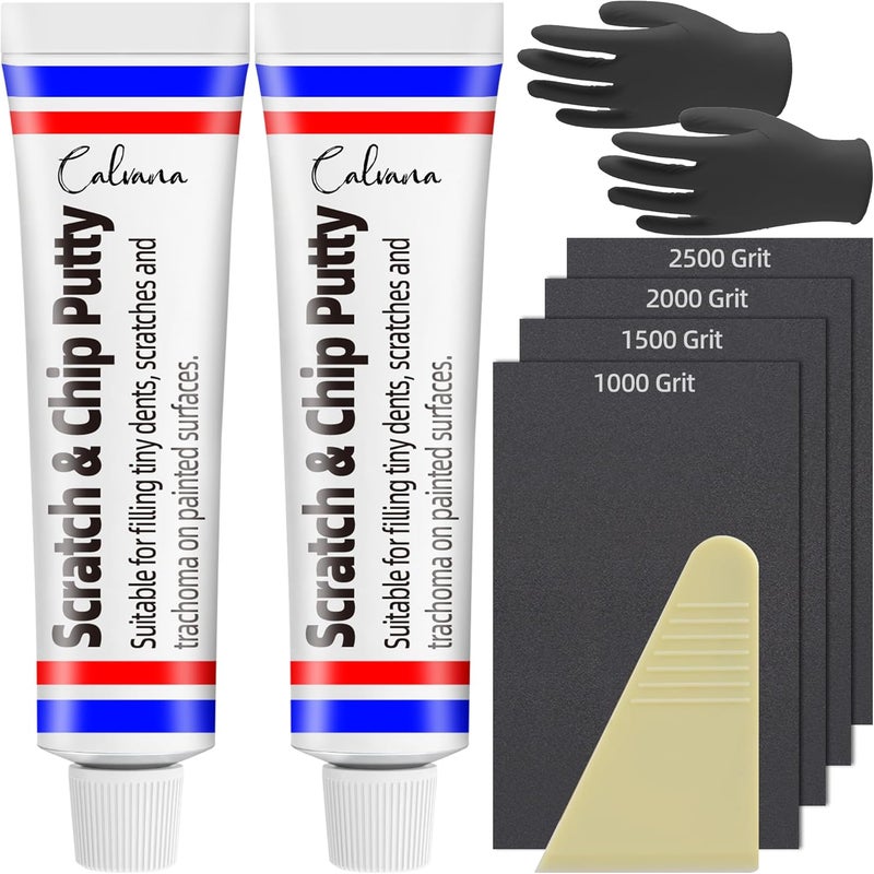 Calvana Car Body Filler Repair Kit, Automotive Putty Scratch Filler, Quick-Drying Formula for Minor Touch-ups,Sand Paper Combo Repeated use resistant selected material - Image 1