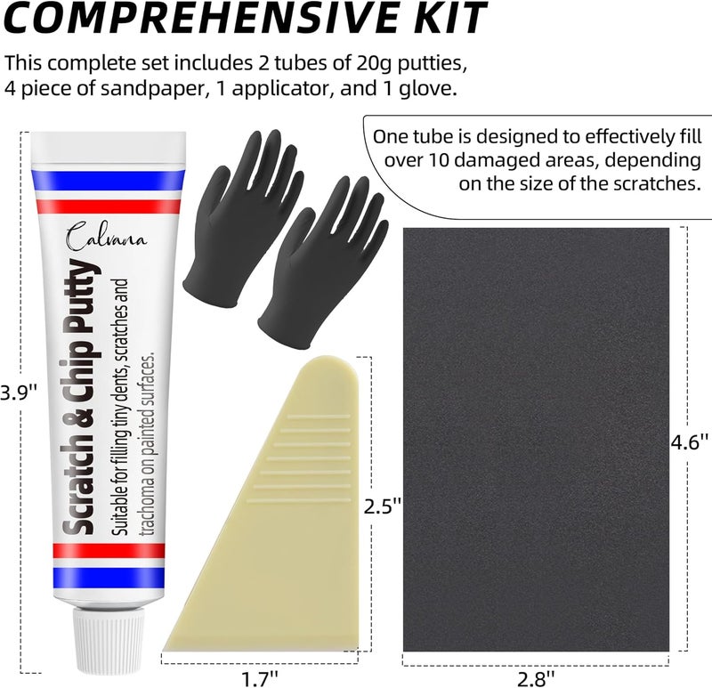 Calvana Car Body Filler Repair Kit, Automotive Putty Scratch Filler, Quick-Drying Formula for Minor Touch-ups,Sand Paper Combo Repeated use resistant selected material - Image 2