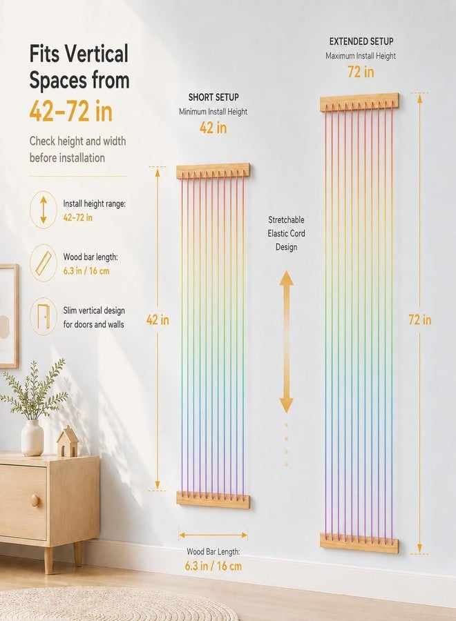 Vomelon Stuffed Animal Storage Wood Soft Toy Organizer for Kids Room，Cute and Durable Wall or Door Mount Length Adjustable Hanging Stuffed Animal Toy Organizer Shelf for Nursery Play Room Rainbow -Patent - Image 2
