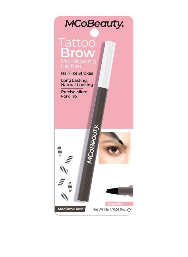 MCoBeauty - Tattoo Brow Microblading Ink Pen - Microfilling Pen For Professional Results - Fill And Define Eyebrows With Micro Fork Applicator - Sheer, Lightweight Formula - Medium-Dark - 0.05 oz - Image 1