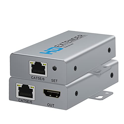 HDSUNWSTD HDMI Extender Over Network IP Ethernet Kit Cat5e / Cat6 Cable 1080P @ 60Hz - Up to 164 ft - HDMI Loop Out POE Function Supported (Transmitter and Receiver) - Image 1