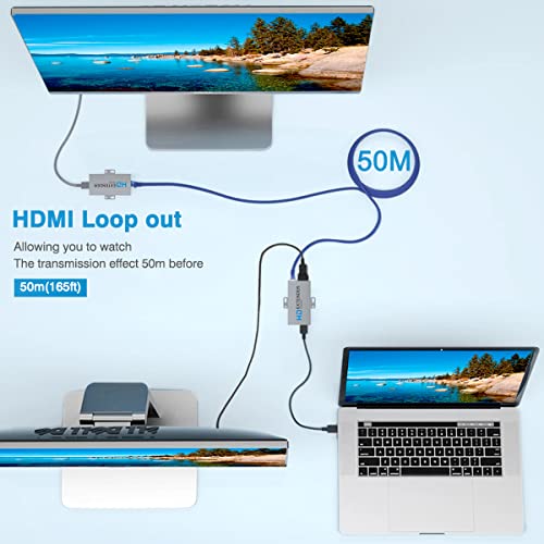 HDSUNWSTD HDMI Extender Over Network IP Ethernet Kit Cat5e / Cat6 Cable 1080P @ 60Hz - Up to 164 ft - HDMI Loop Out POE Function Supported (Transmitter and Receiver) - Image 5