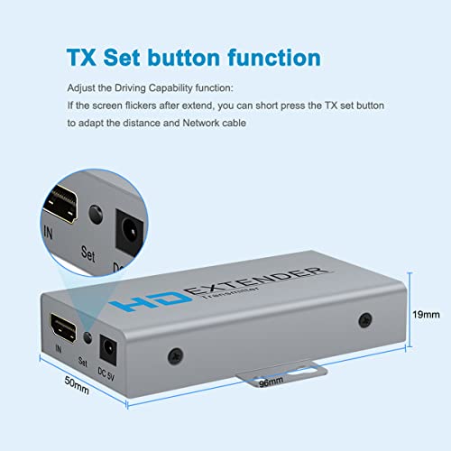HDSUNWSTD HDMI Extender Over Network IP Ethernet Kit Cat5e / Cat6 Cable 1080P @ 60Hz - Up to 164 ft - HDMI Loop Out POE Function Supported (Transmitter and Receiver) - Image 4