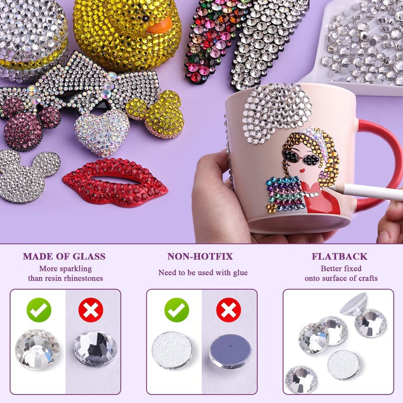 BELLEBOOST 2000PCS SS20/5mm Glass Crystal Rhinestones (Clear), Flatback Clear Rhinestones for Bedazzling Crafting DIY Crafts Nail Art Makeup Decoration, Gems Diamond Charms for Tumbler Shoes Clothing Mug - Image 4