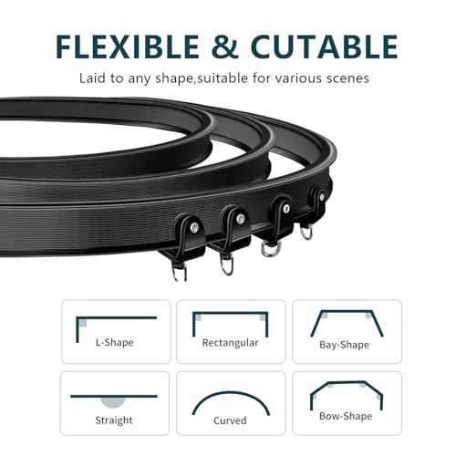 JIHXYER Flexible Bendable Ceiling Curtain Track, 16.4ft (5m) PVC, Metal, Plastic & Stainless Steel, Black, Ceiling Mounted - Image 3