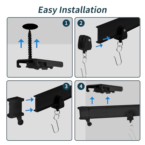 JIHXYER Flexible Bendable Ceiling Curtain Track, 16.4ft (5m) PVC, Metal, Plastic & Stainless Steel, Black, Ceiling Mounted - Image 5